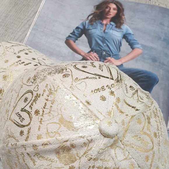 Women Off white Gold Baseball Hat Cap Fashion Trendy Casual Formal Accessory - Picture 4 of 4